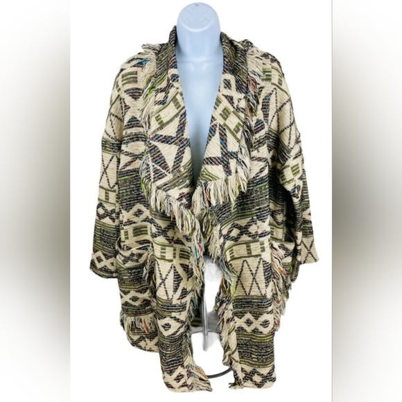 Zara Jacquard Fringe Coatigan (See Measurements for fit.) - Picture 1 of 15